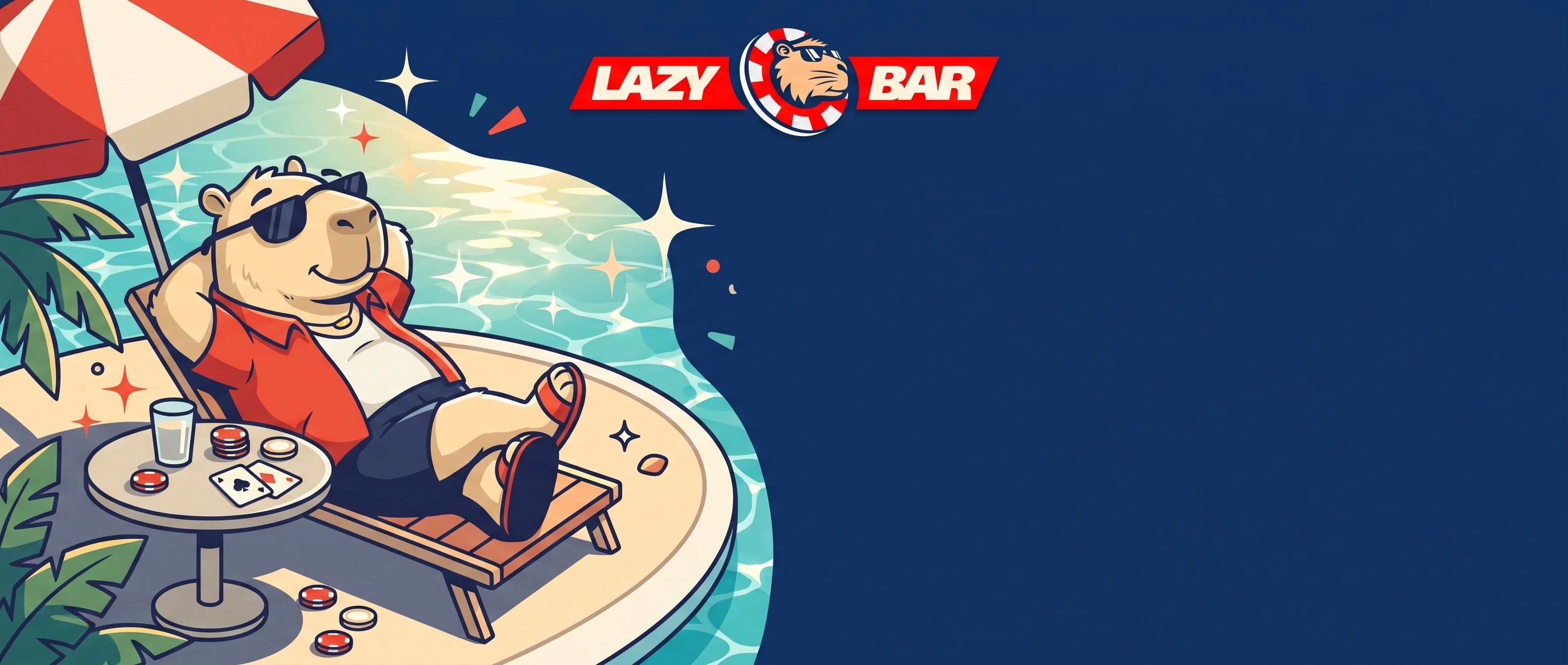 LazyBar mascot relaxing by the pool